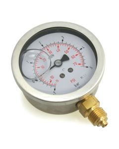 Manometer  Edelstahl Glyzerin NG 63 radial ; -1 bis +5 bar