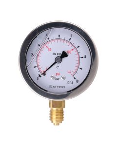 Manometer  Edelstahl Glyzerin NG 63 radial ; 0 bis 10 bar