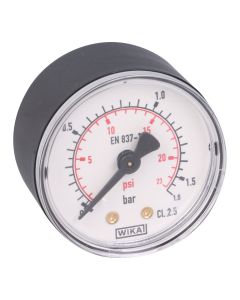 Manometer  NG 50 axial Stahlblech schwarz ; 0 bis 1,6 bar; 1/4"