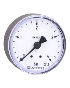 Manometer  NG 50 axial Stahlblech schwarz ; 0 bis 4 bar; 1/4"