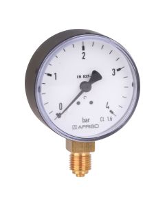 Manometer  NG 50 radial Stahlblech schwarz ; 0 bis 4 bar; 1/4"; radial