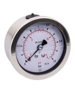 Manometer  Edelstahl Glyzerin NG 63 axial ; -1 bis 5 bar