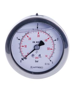 Manometer  Edelstahl Glyzerin NG 63 axial ; 0 bis 4 bar