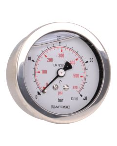 Manometer  Edelstahl Glyzerin NG 63 axial ; 0 bis 40 bar