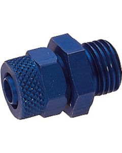 Schnellverschraubung  Alu blau Außengewinde ; 1/8" AG x 6/8 mm