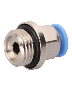 Schnellsteck-Verschraubung  M-Push 120 Messing vernickelt Außengewinde ; 1/4" AG x 6 mm