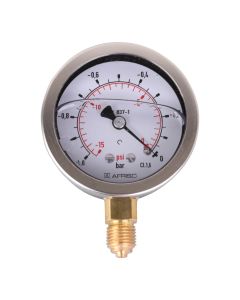 Vakuummeter  NG 63 ; -1 bis 0; Edelstahl mit Glyzerin Füllung; 1/4" radial